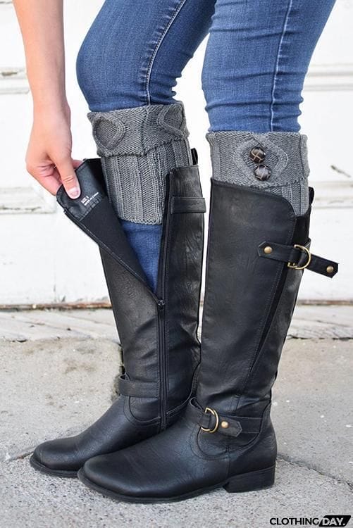 Tortoise Shell Button Boot Cuffs