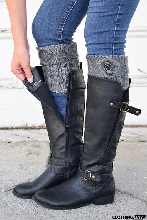 Tortoise Shell Button Boot Cuffs