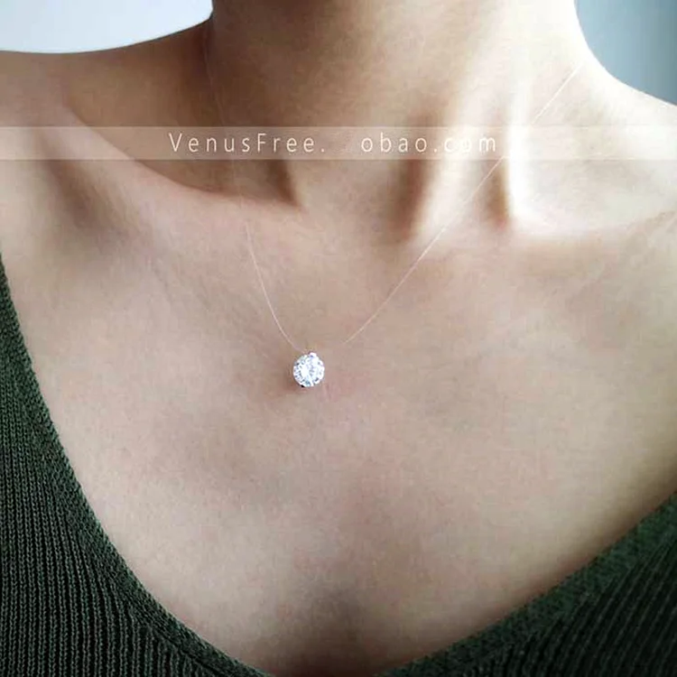 1MM Invisible Line White Cubic Zircon Choker Necklace