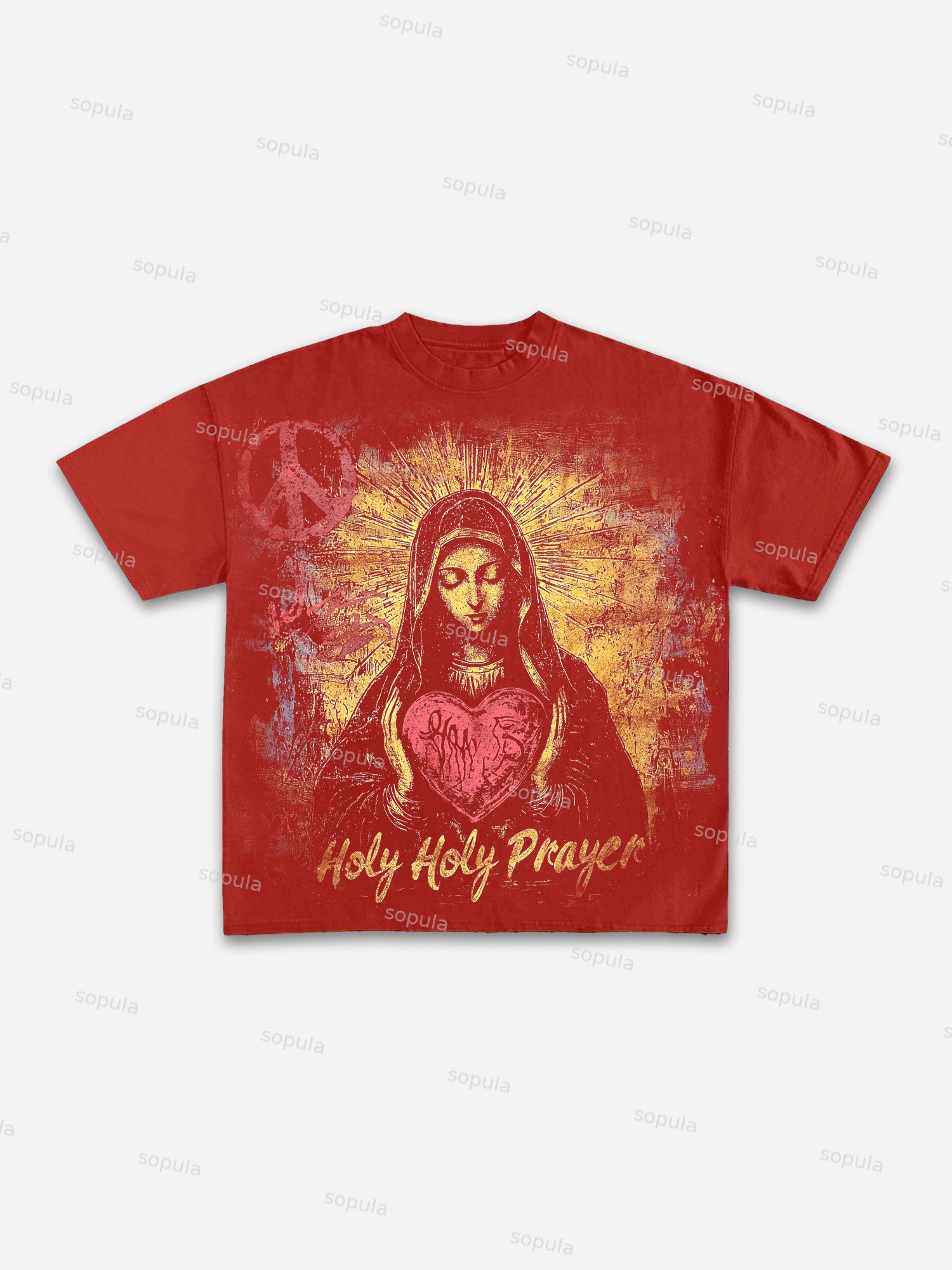 Vintage Holy Prayer Old Graphic Cotton T-shirt - Sopula｜Premium Graphic Tees & Graphic Clothing