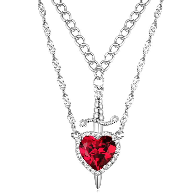 Heart & Sword Pendant Necklace