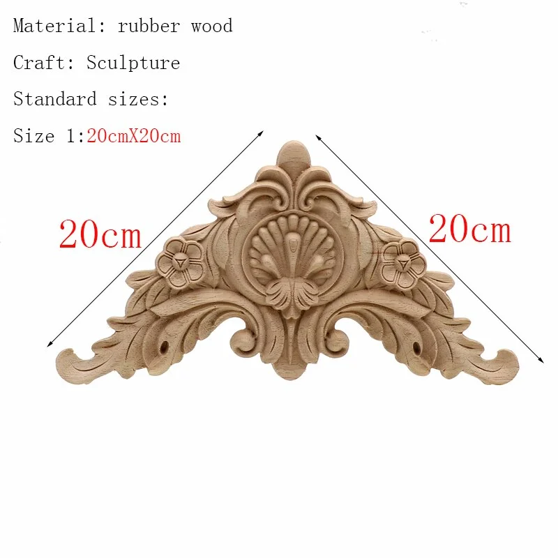 Frame Door Cabinet Decorative Figurines Wood Appliques for Furniture Unpainted Carved Corner Onlay Home Decoration Accessories