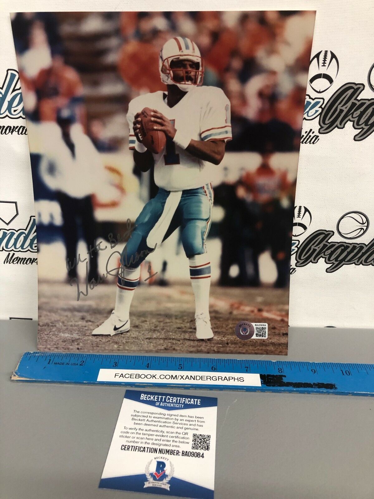 WARREN MOON HOF SIGNED AUTOGRAPHED 8x10 FOOTBALL Photo Poster painting BECKETT BAS COA PRO BOWL