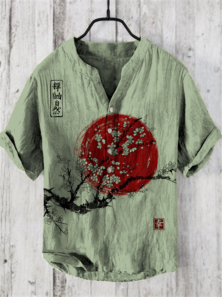 Japanese Ink Painting Of Sunrise Art Linen Blend wearshes