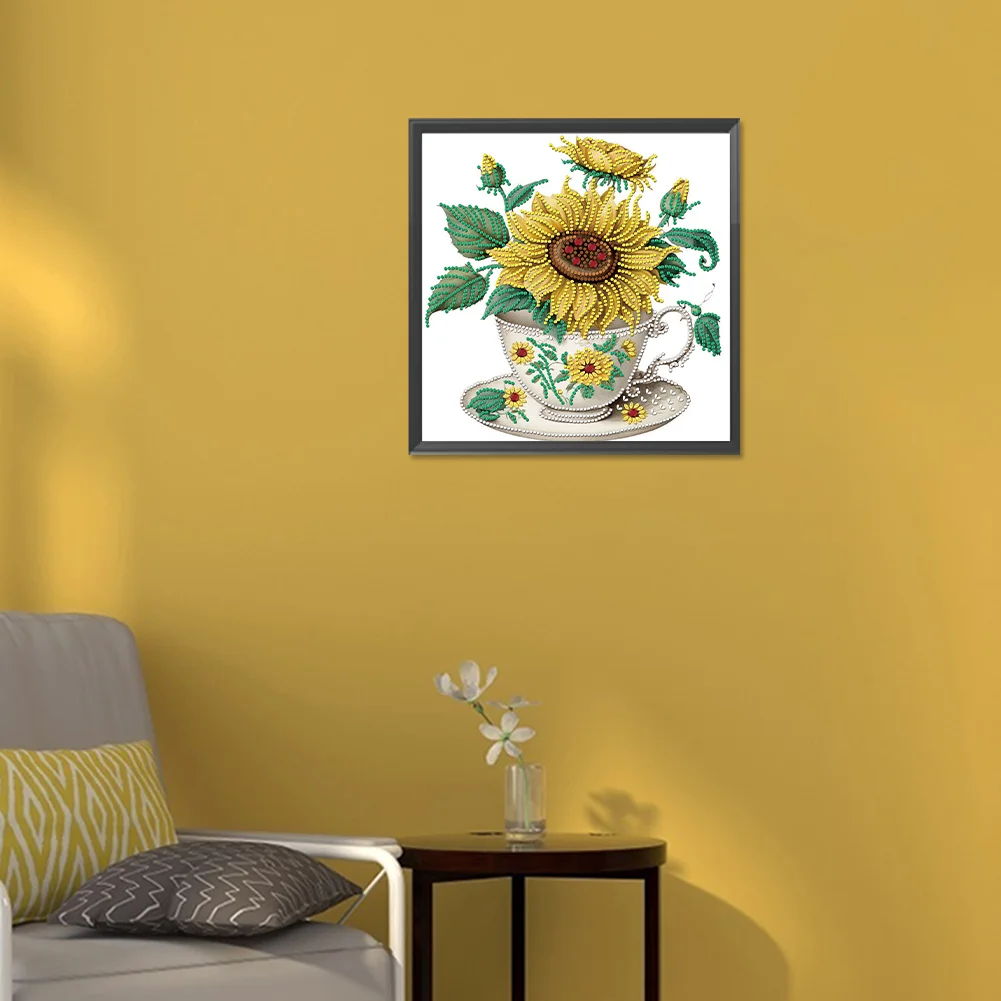 Diamond Painting - Partial Special Shaped Drill - Sunflower Cup(Canvas|30*30cm)