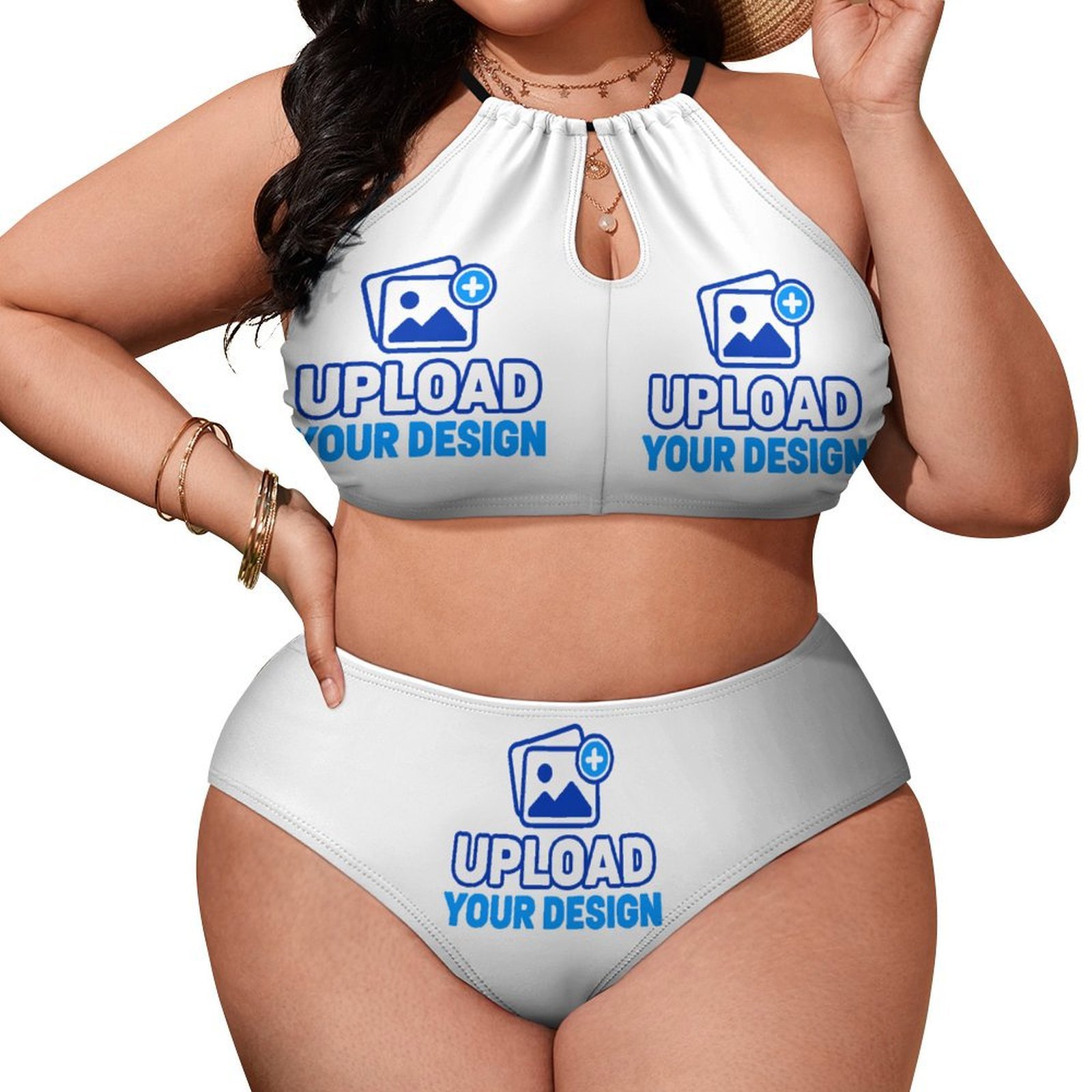 Plus-Size Halter Triangle Bikini Set &ndash; personalized print product image 7
