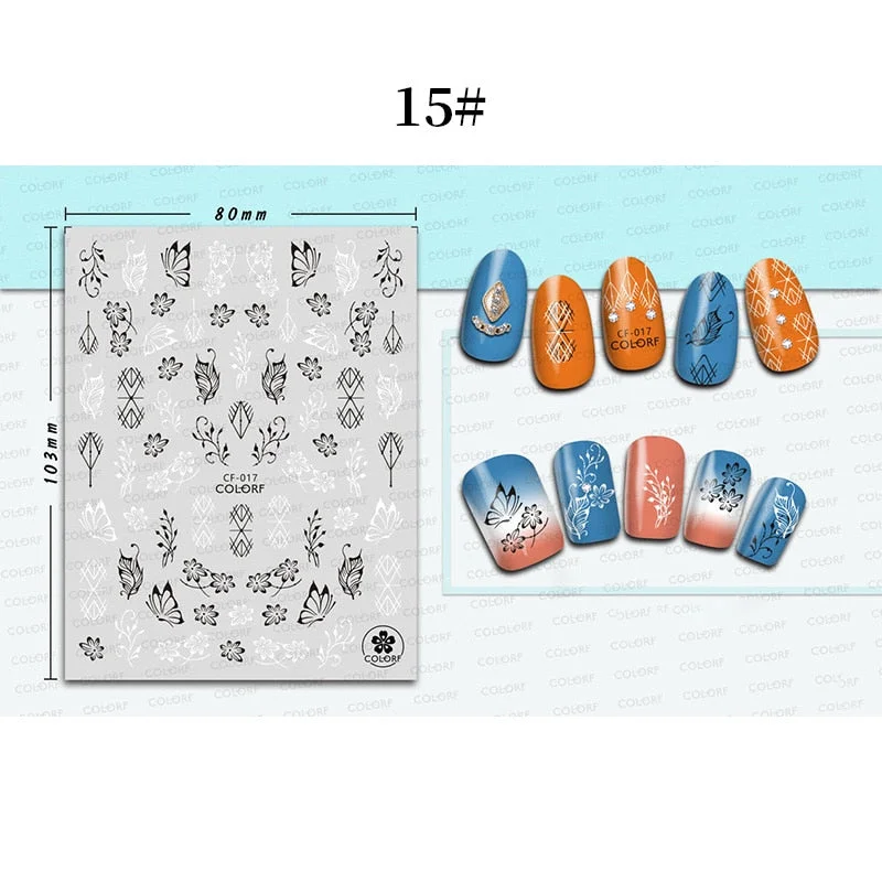 1 Sheet 3D Halloween Nail Sticker Christmas Skull Bone Snake Butterfly Maple Leaf Pattern Decals Manicures 3D Nail Decorations