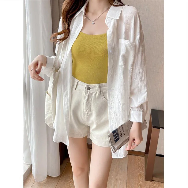 Uveng Uveng Silk White Sunscreen Shirt Women Long Sleeve 2024 Summer New Super Fairy Air Conditioning Clothes Cardigan Thin Coat