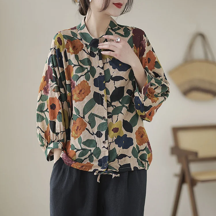 Casual Cotton Linen Long Sleeve Blouse