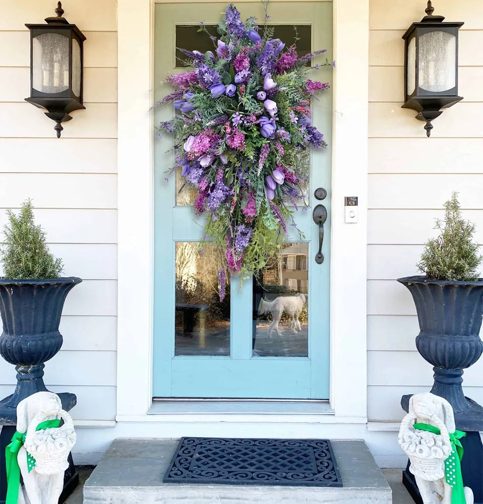 Lilac Tulip Hyacinth Hydrangea Spring Summer Wreath Decoration