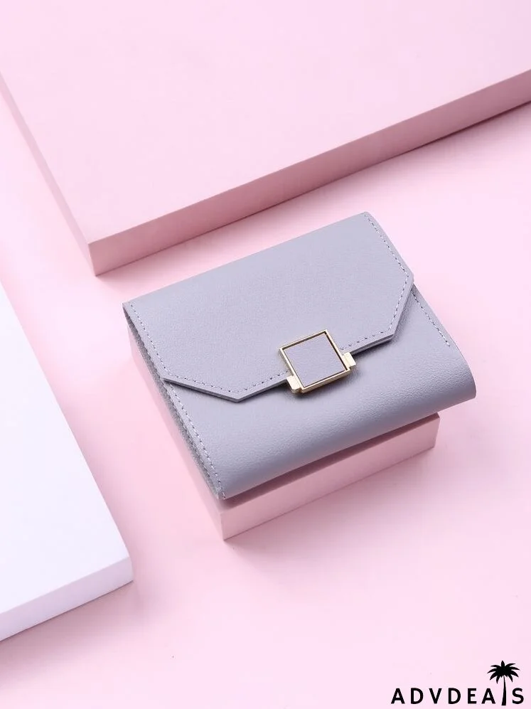 Metal Decor Tri-fold Small Wallet