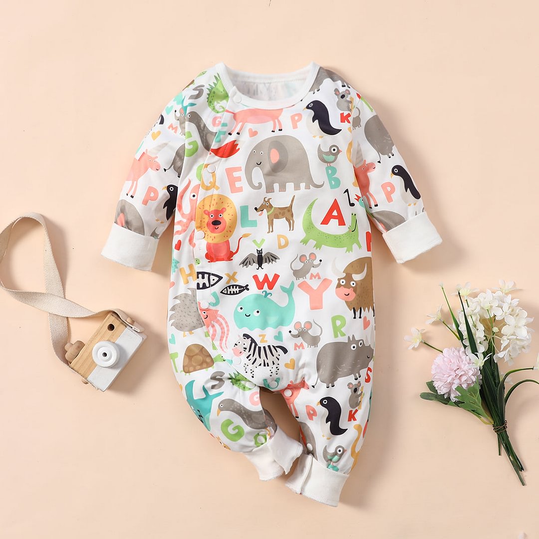 Sweet Animal Paradise Printed Baby Jumpsuit