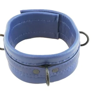 pornhint Pornhint Blue Locking hand stitched Leather collar bondage  fetish hand made restraint Mature BDSM