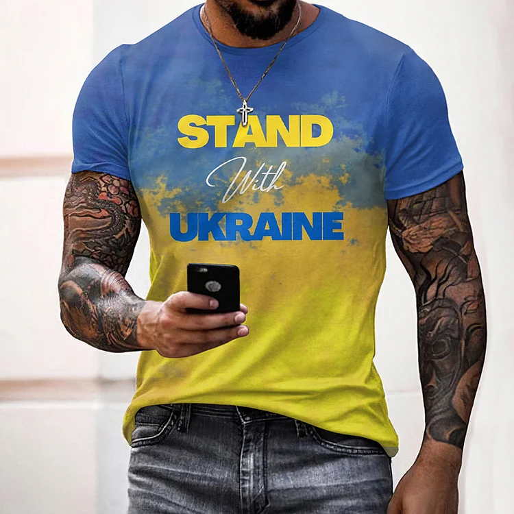 Simpfit Herren-T-Shirt mit ukrainischem Farbverlauf