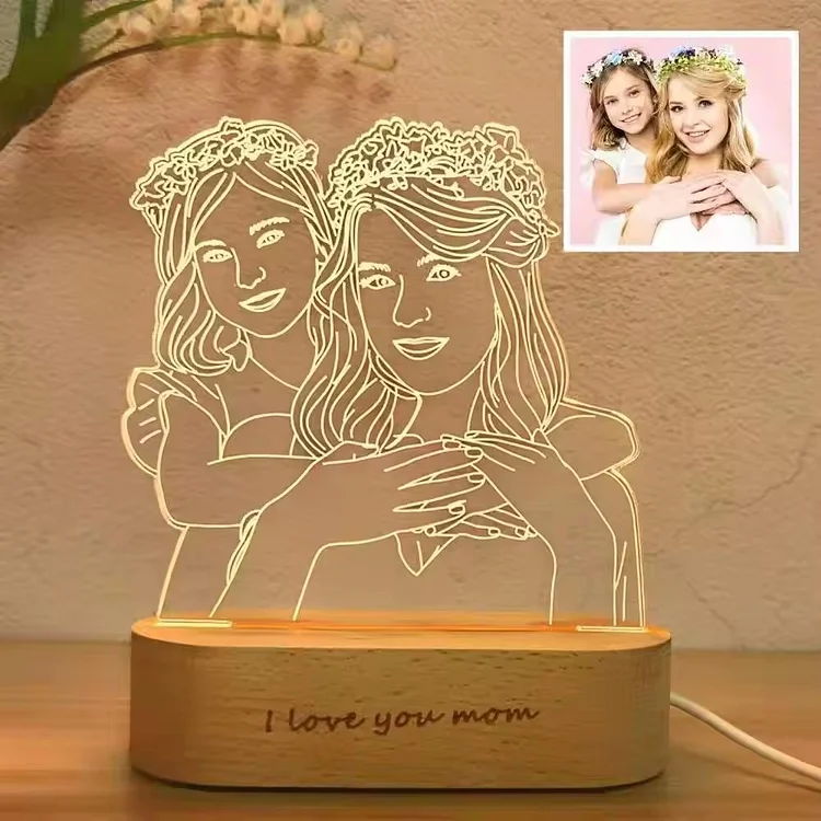 Custom Photo/Text 3D LED Wooden Base Night Lights