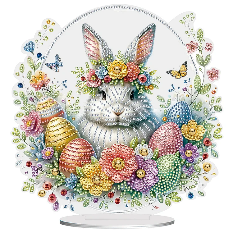 Special Shape Easter Rabbit Egg Flower Desktop Diamond Art Home Office Decor