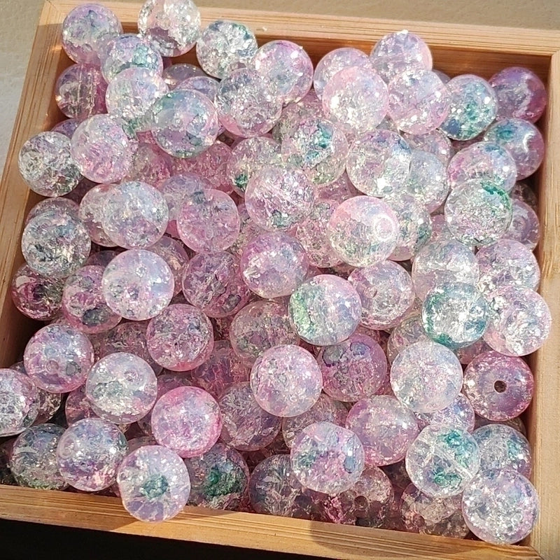 50 Pieces High Quality 8/10mm Protein Jade Broken Water Dyed Glass Bead DIY Handmade Glass Paint Beads Round Beads String Beads Materials