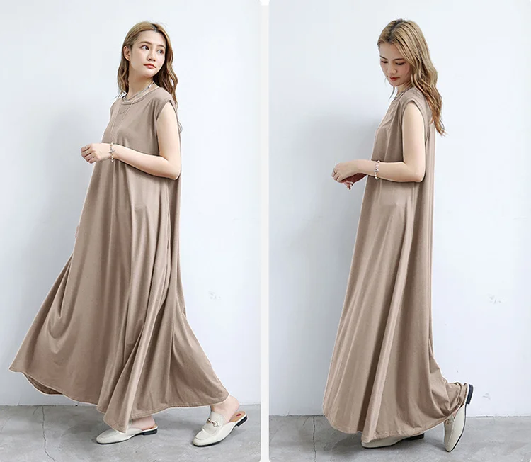 Loose Solid Color Sleeveless A-Line Maxi Dress