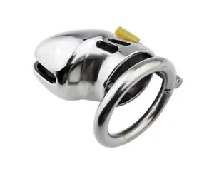 pornhint Pornhint Male Stainless Steel Chastity Device Short Cage Men's Locking Belt Restraint