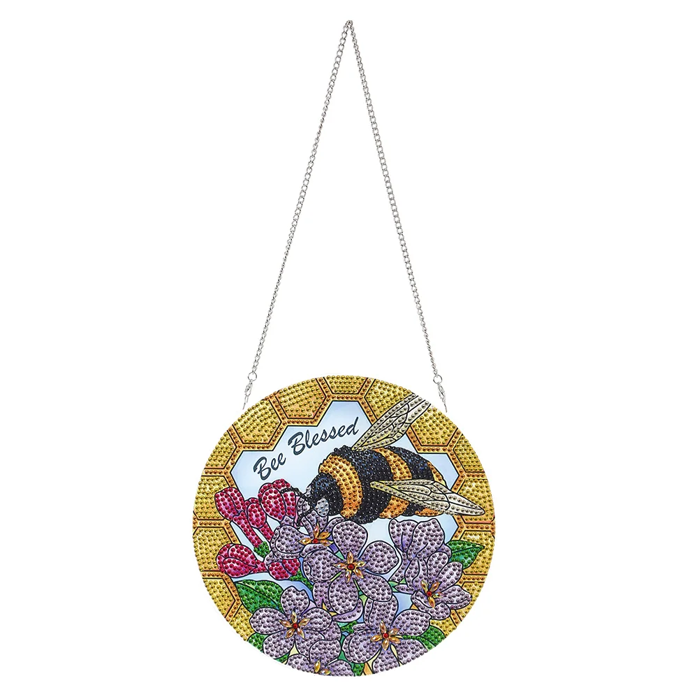 DIY Diamond Painting Acrylic Hanging Pendant Decor - Flower Bee(Single Side)