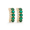 18K Yellow Gold Round Lab Diamond and Round Lab Zambian Emerald Stud Earrings