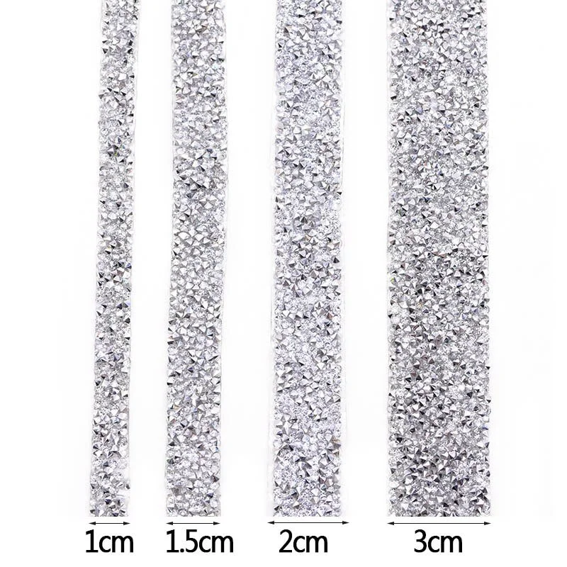 1 Yard Sewing Trim Crystal Motif Strass Hot Fix Rhinestone Tape Applicator Ribbon Applique For Dress Cloth Decor Crafts