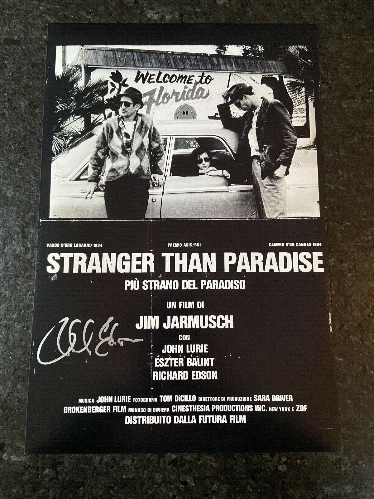 * RICHARD EDSON * signed 12x18 poster * STRANGER THAN PARADISE * 3