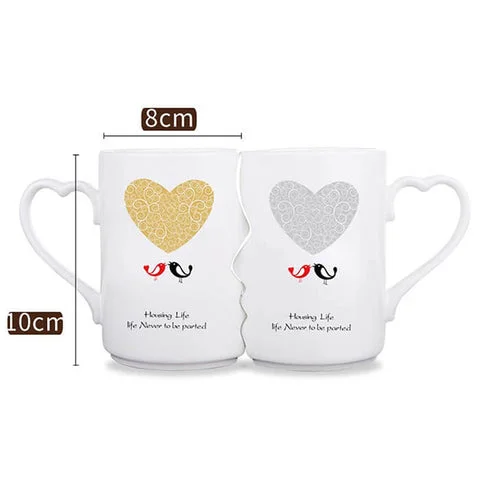 Cute Ceramic Kissing Mugs Set Unique Porcelain Couple Tea Coffee