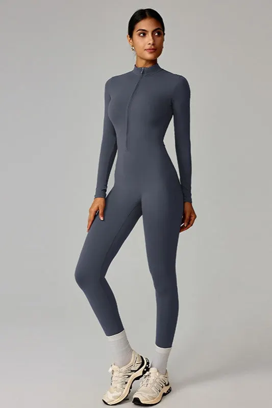 Slim Fleece Lined Thermal Running Outdoor Jumpsuit