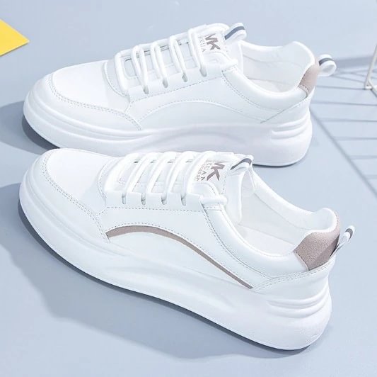 Qjong White Shoes Women 2022 Spring Fashion Non Slip Casual Shoes Flat Running Sheos Women Lace-up Comfort Sneakers Zapatos De Mujer