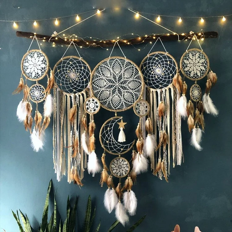 Olivenorma Set Of 5 Feather Moon And Stars Dream Catcher