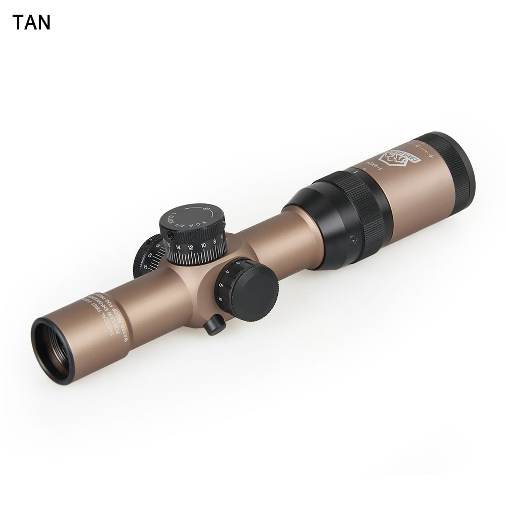 30mm Aluminum Alloy 1x - 4x Variable Power Riflescope with 3V Powered 4 - Level RGB Illuminated Mil - Dot Reticle