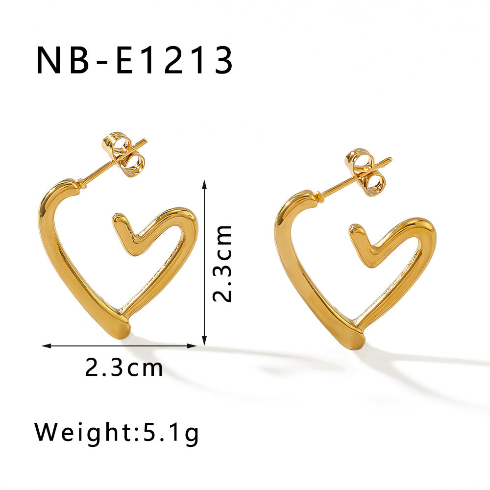 IG Style Heart Heart Stainless Steel Electroplating Earrings
