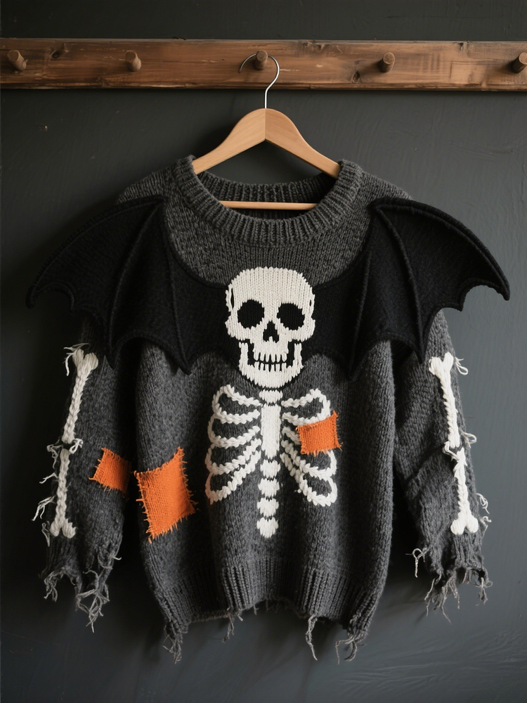 Halloween Contrast Patch Comfort Knitted Sweater