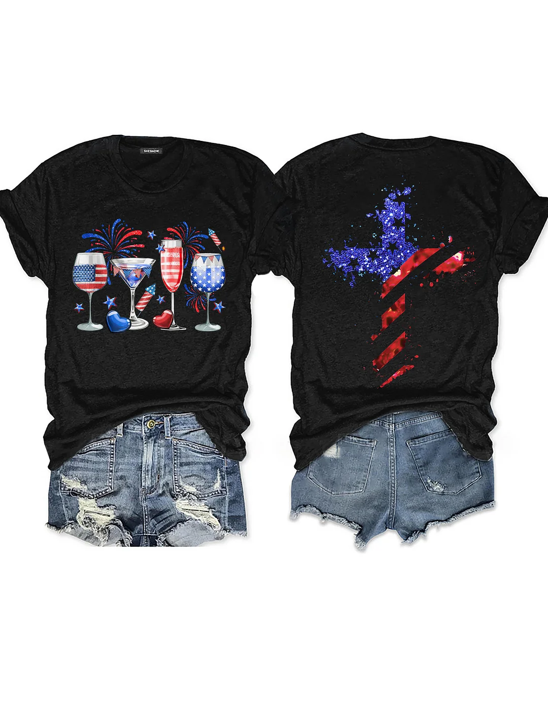 4th Of July Wine Glasses T-Shirt