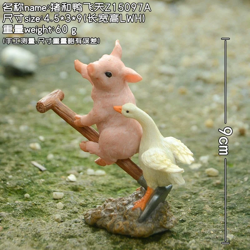 Simulated Pig Model Farm Animal Creative Resin Pig with Chicken Figurines Action Figure Educational Toys for kids Home Decor