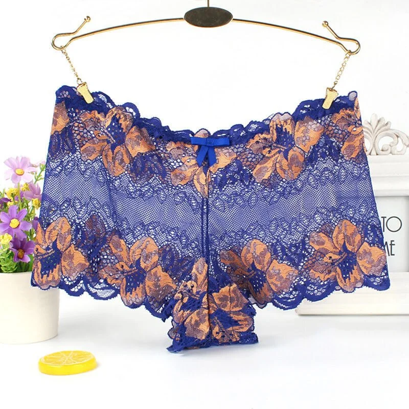 Billionm Women Hollow Out Boxers Sexy Panties Lace Women Boyshort Underwear Floral Seamless Panty Brief Female Underpants Plus Size L-4XL
