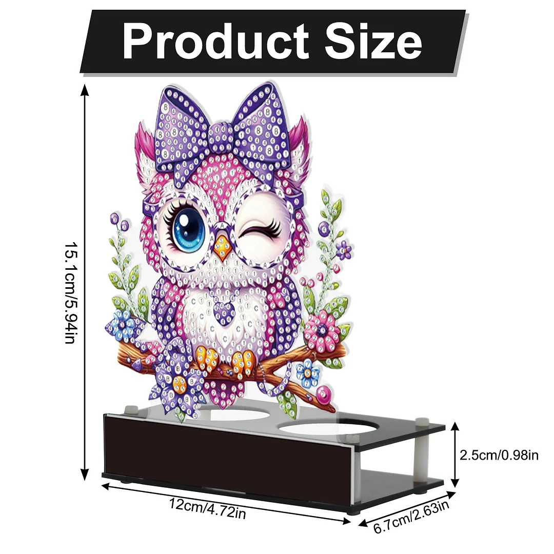 5D DIY Flower Owl Diamond Art Mini Candle Holder for Aromatherapy Art Crafts