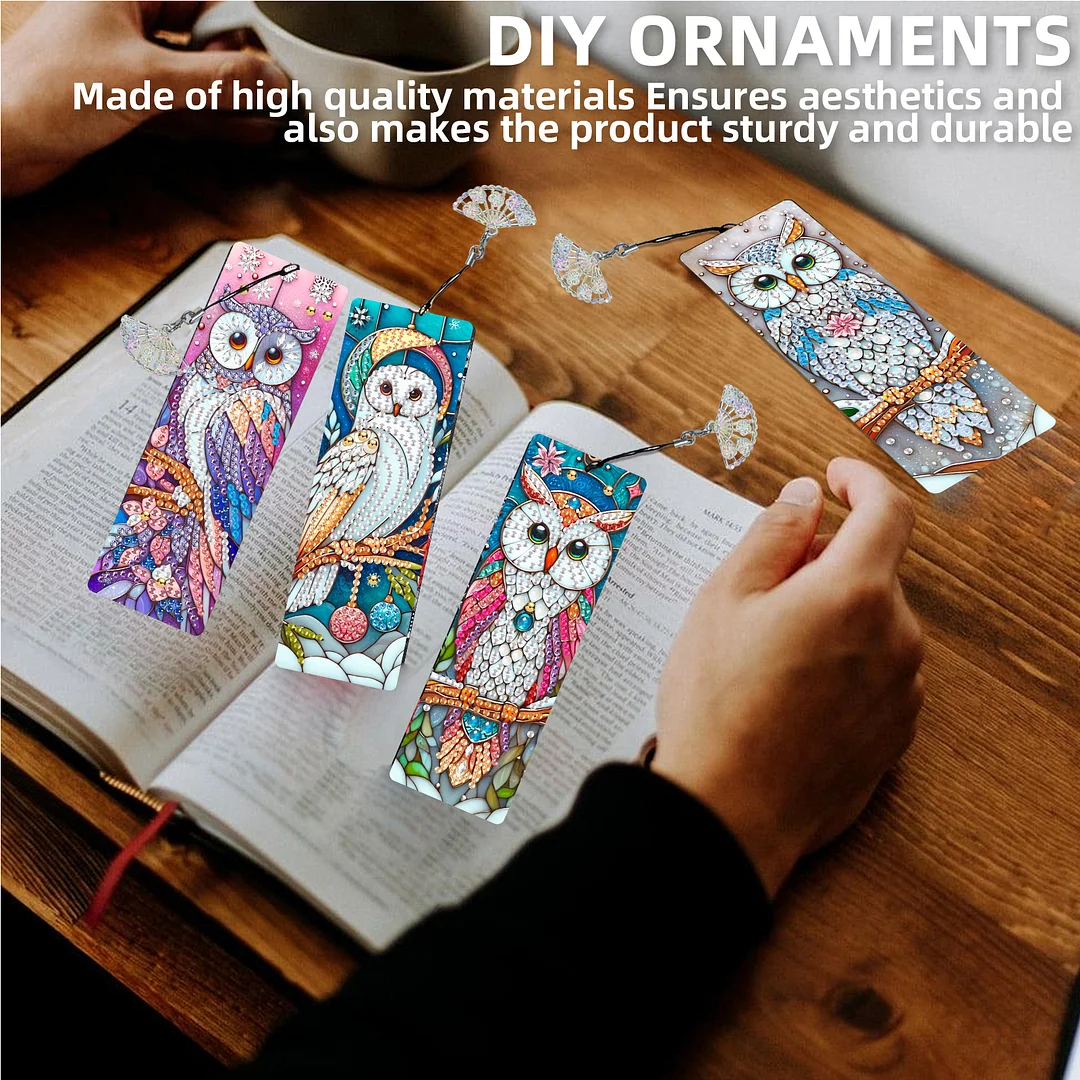 12Pcs Owl DIY Diamond Painting Bookmarks for Book Lovers Mosaic Art Supplies