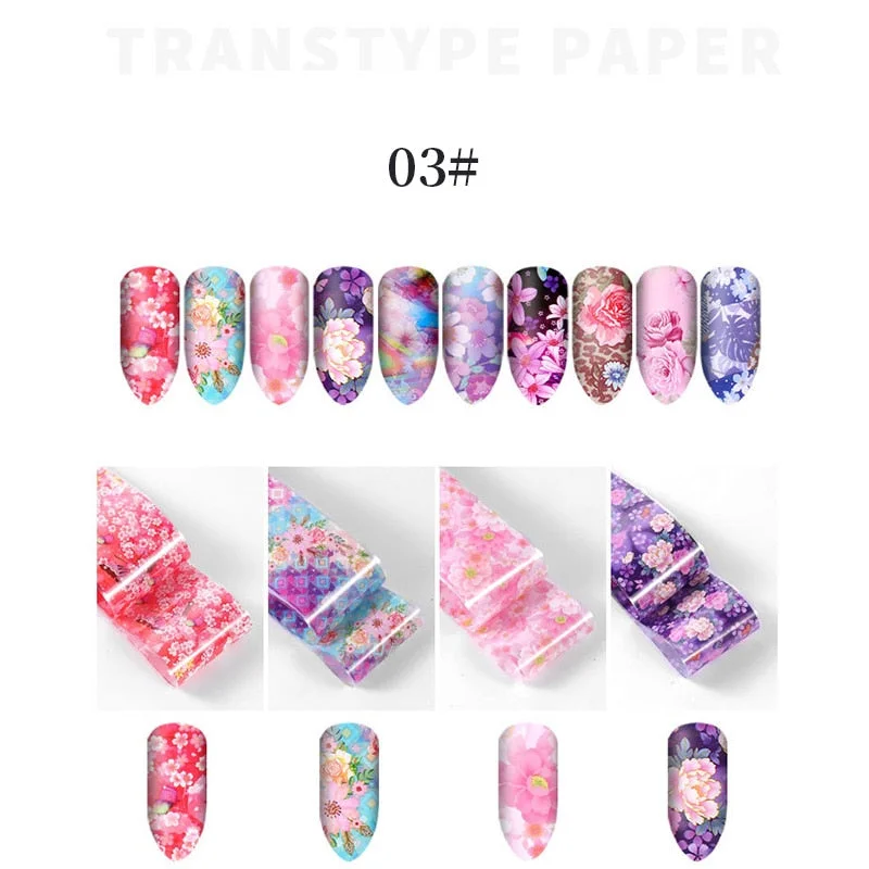 Nail Foils Flowers Nail Stickers Transfer Decals Sliders Christmas Halloween Print Nail Art Decorations DIY Tips Adhesive Wraps