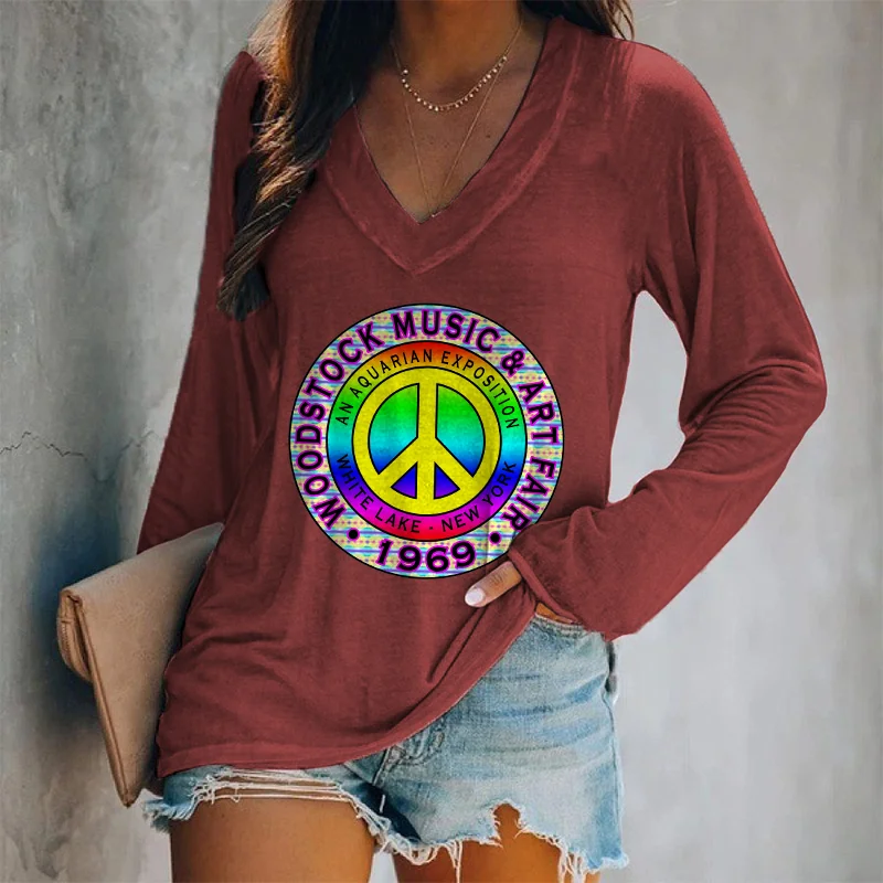 Woodstock Music & Art Fair 1969 Printed Women's Long Sleeve Tees
