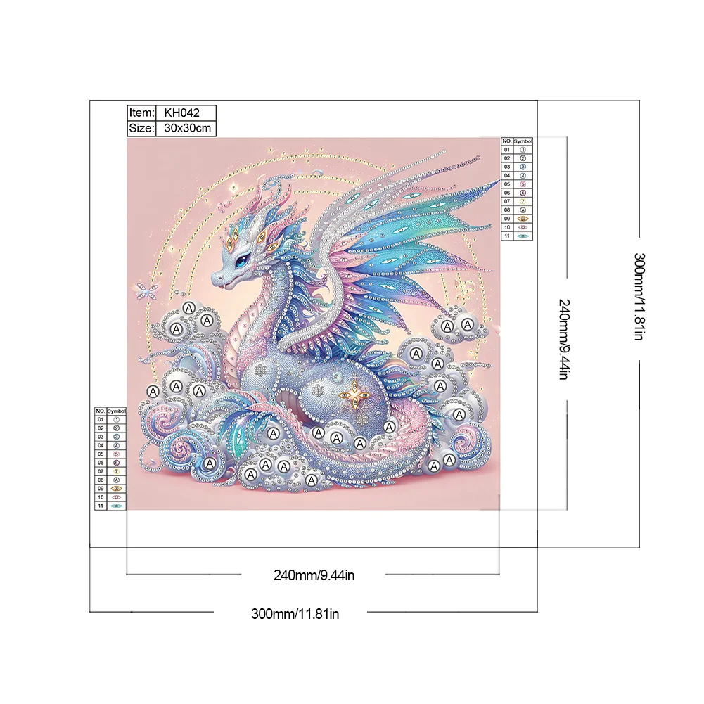 Diamond Painting - Partial Special Shaped Drill - Dragon(Canvas|30*30cm)