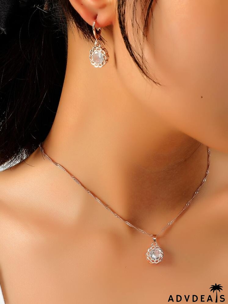 Flower Charm Necklace & Earrings