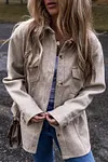Women's Autumn Flap Pockets Buttoned Jacket Coat