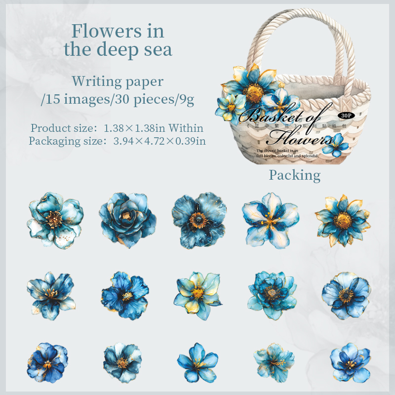 Sticker - Basket of Flower Series Vintage Floral Landscape 