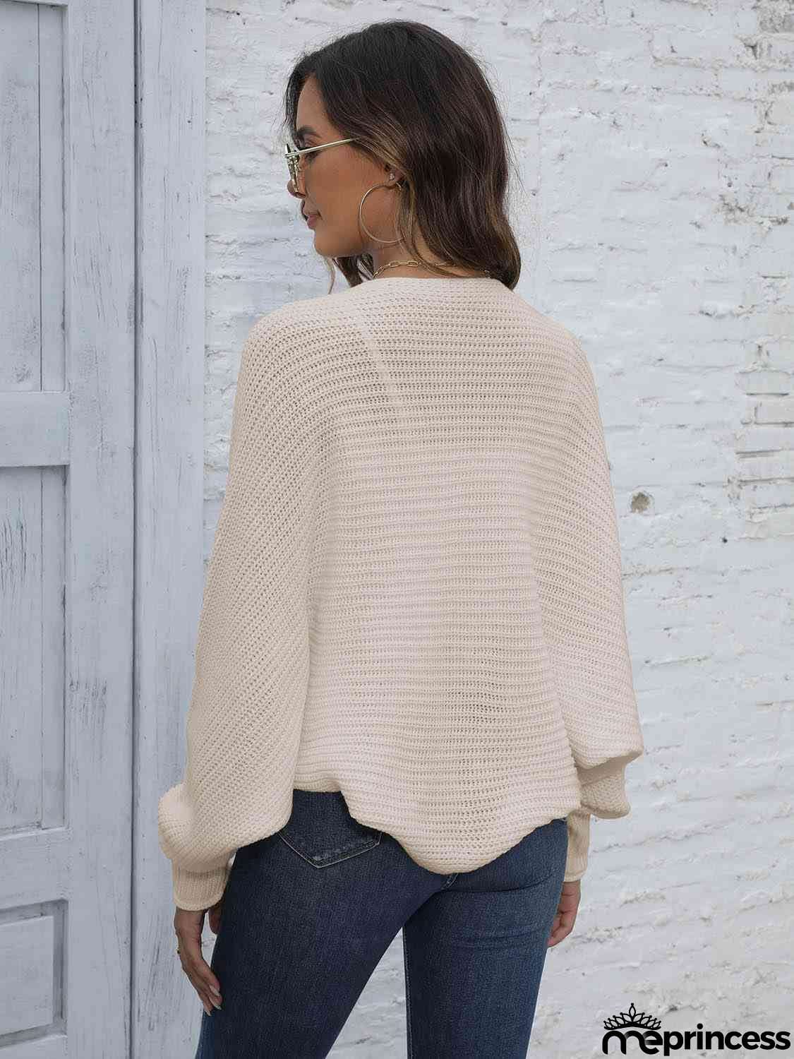 Bat Sleeve Open Front Short Cardigan