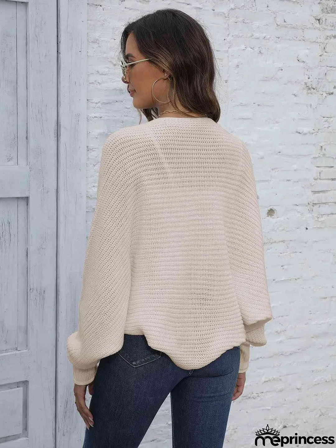 Bat Sleeve Open Front Short Cardigan