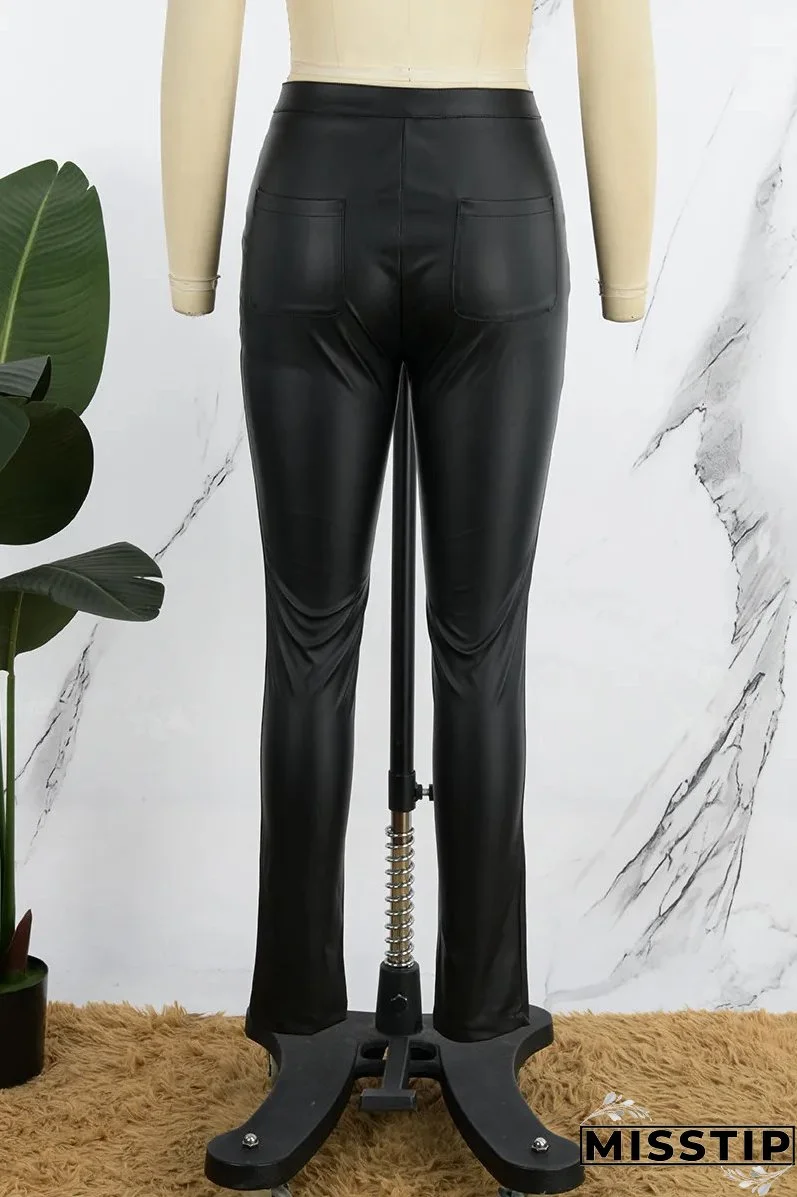 Women High Waist Stretch Sexy Leather Pants
