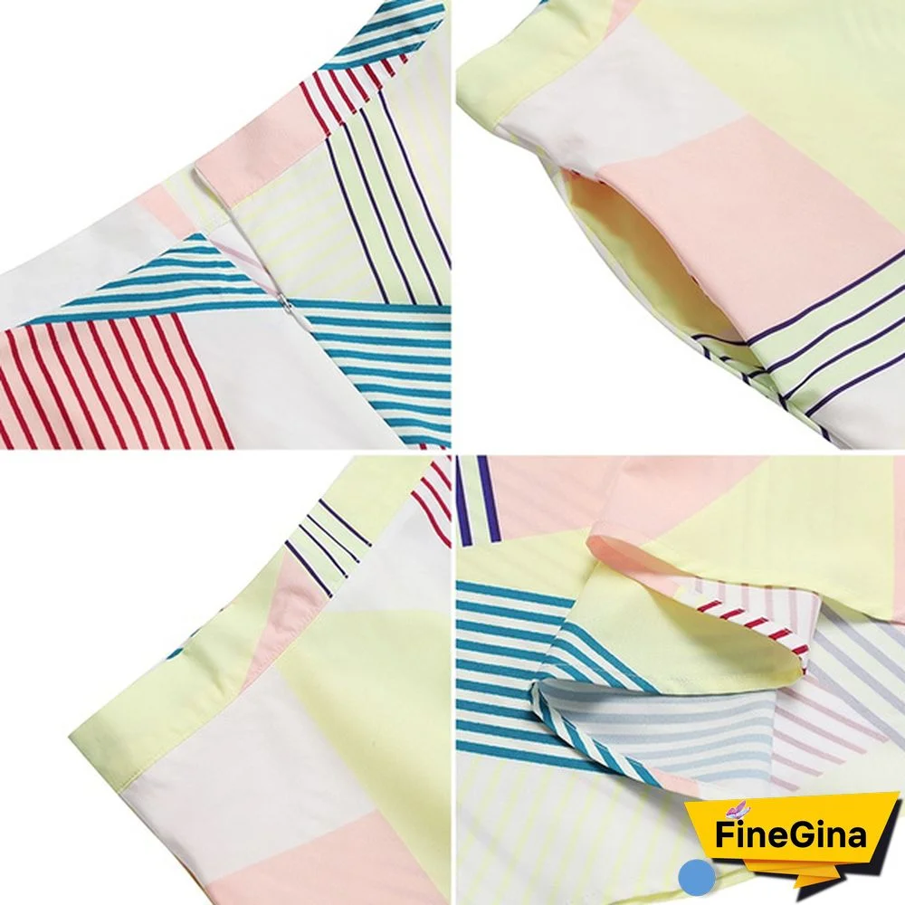 Stylish Women High Waist Maxi Skirt Holiday Summer Casual Loose Stripe Long Skirts