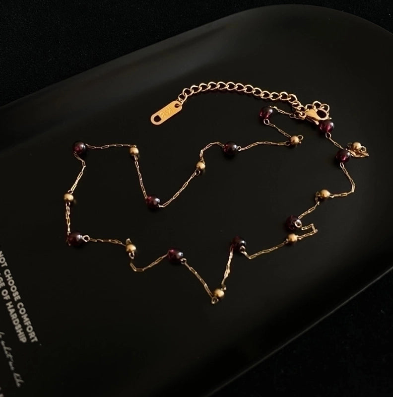 Vintage Style Geometric 304 Stainless Steel Titanium Steel Glass Bead 18K Gold Plated Gold Plated Choker